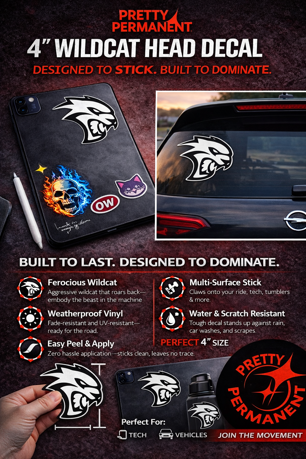 4" hellcat vinyl decal